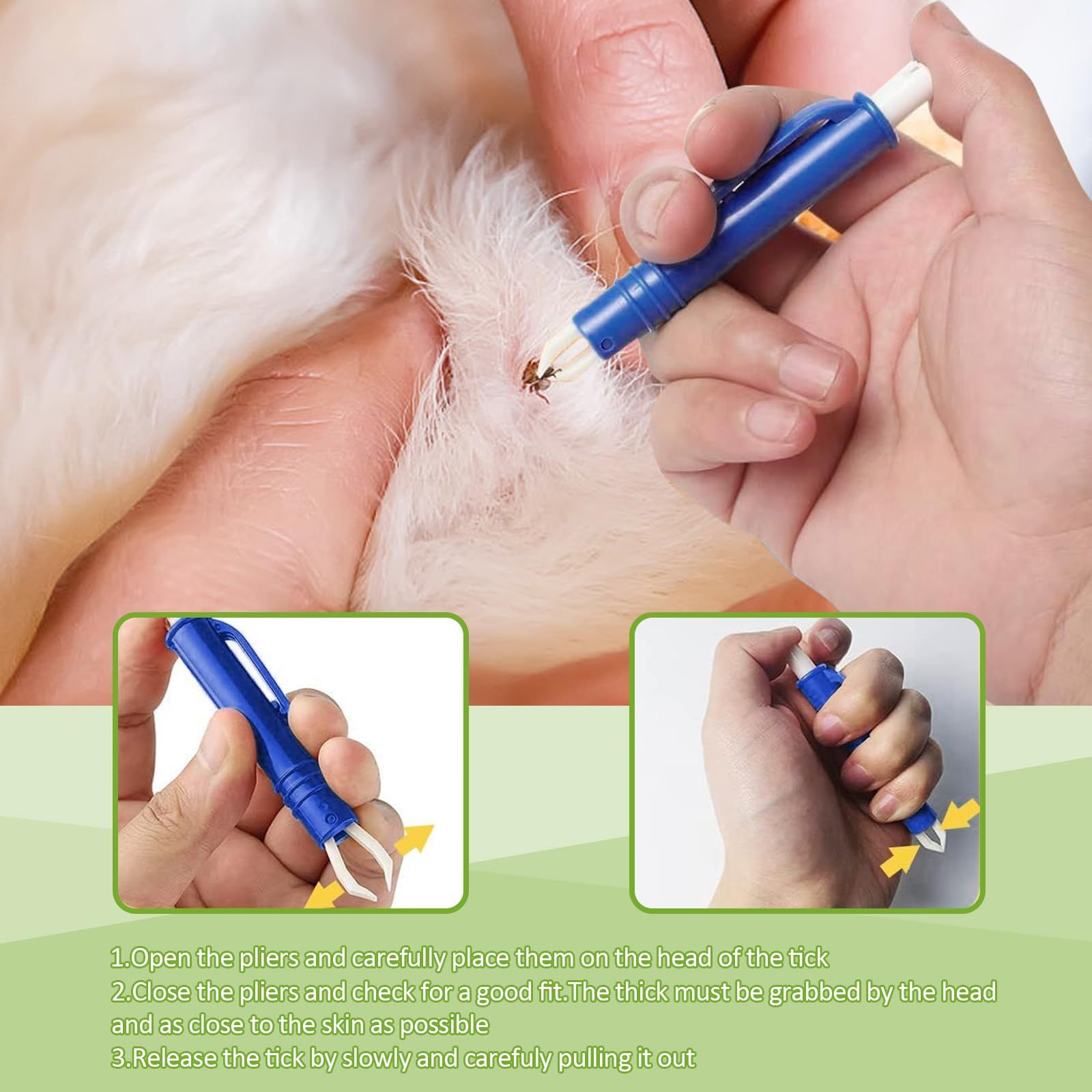 Tick Removal Tool Kit, 7Pcs Plastic Tick Removers Including Stainless Steel view 3