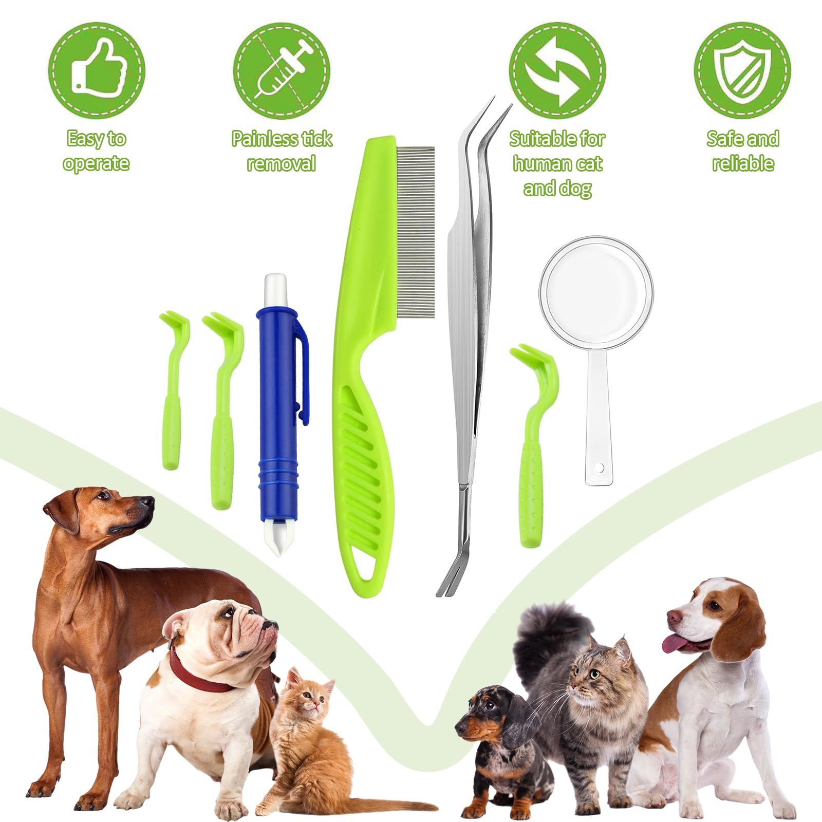 Tick Removal Tool Kit, 7Pcs Plastic Tick Removers Including Stainless Steel view 4