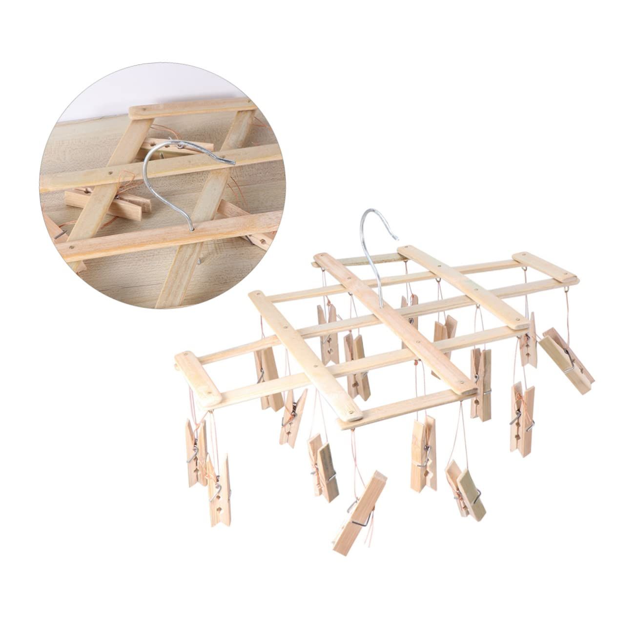 Multi Hanger Hangers for Clothes Bamboo Sock Drying Rack Space Saver Clothes view 2