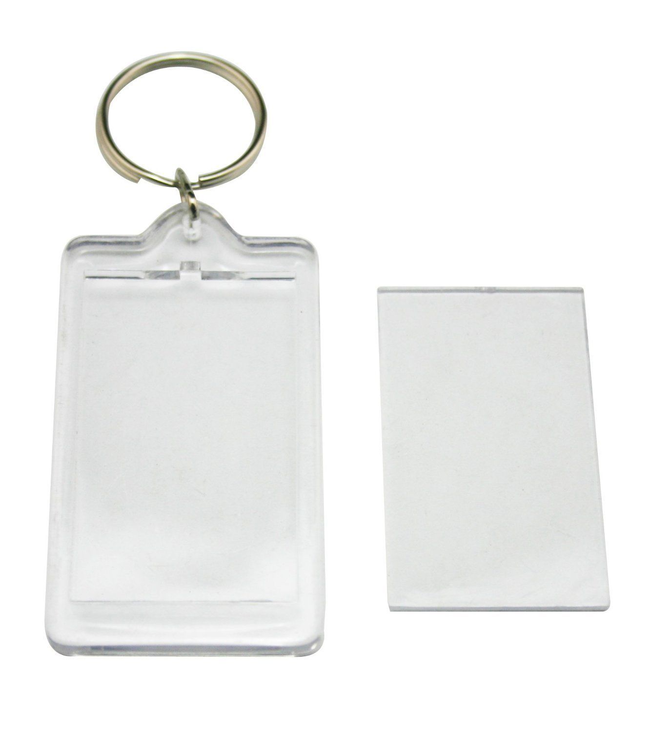 10Pcs SMALL SIZE-Rectangle Clear Acrylic Photo Snap-in Keychain Blank Double view 2