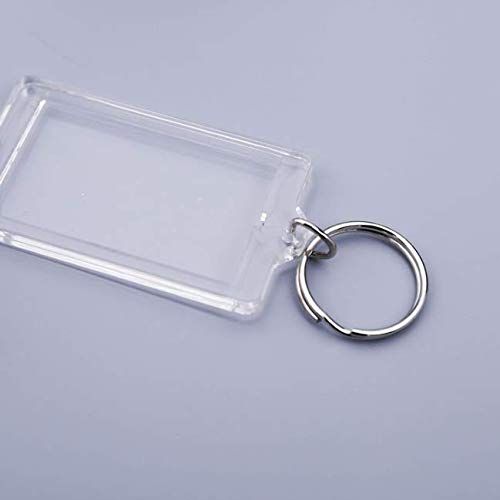10Pcs SMALL SIZE-Rectangle Clear Acrylic Photo Snap-in Keychain Blank Double view 4