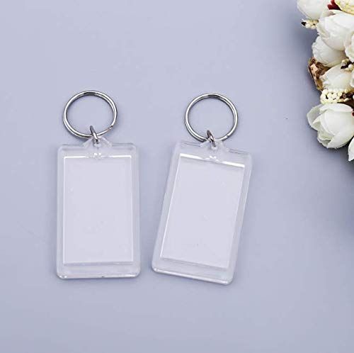 10Pcs SMALL SIZE-Rectangle Clear Acrylic Photo Snap-in Keychain Blank Double view 5