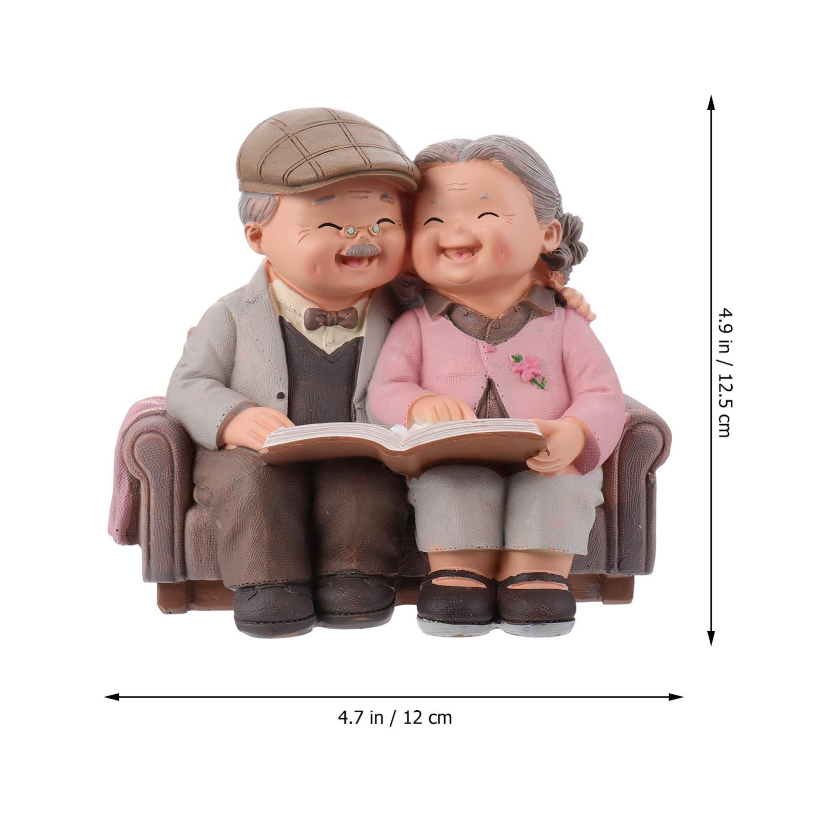 Loving Elderly Couple Miniature Figurines Grandparents Parents Statue Resin view 2