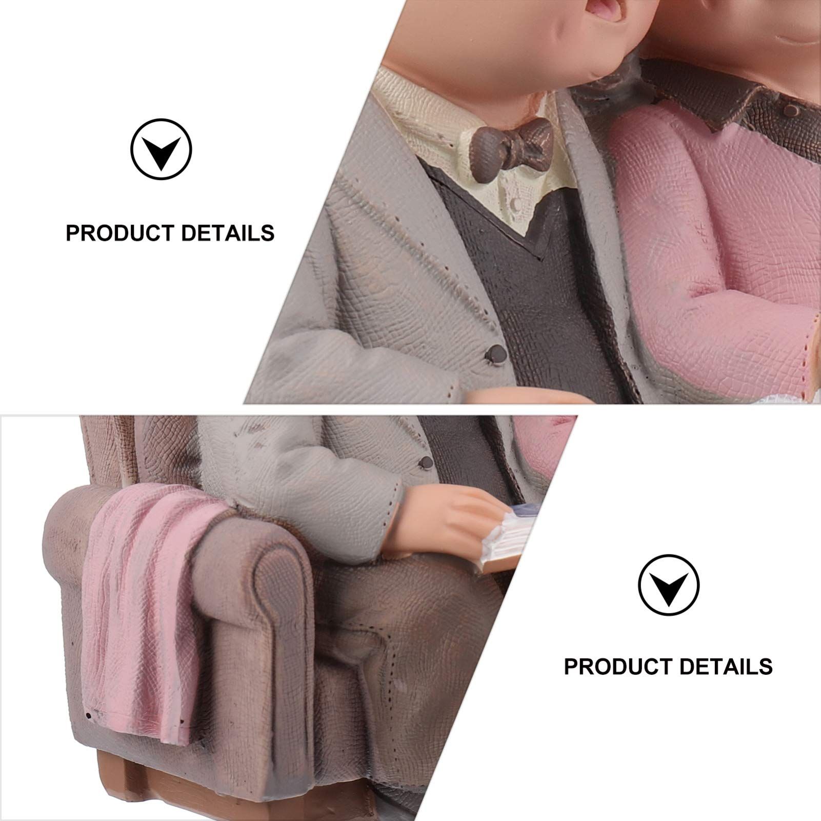 Loving Elderly Couple Miniature Figurines Grandparents Parents Statue Resin view 3