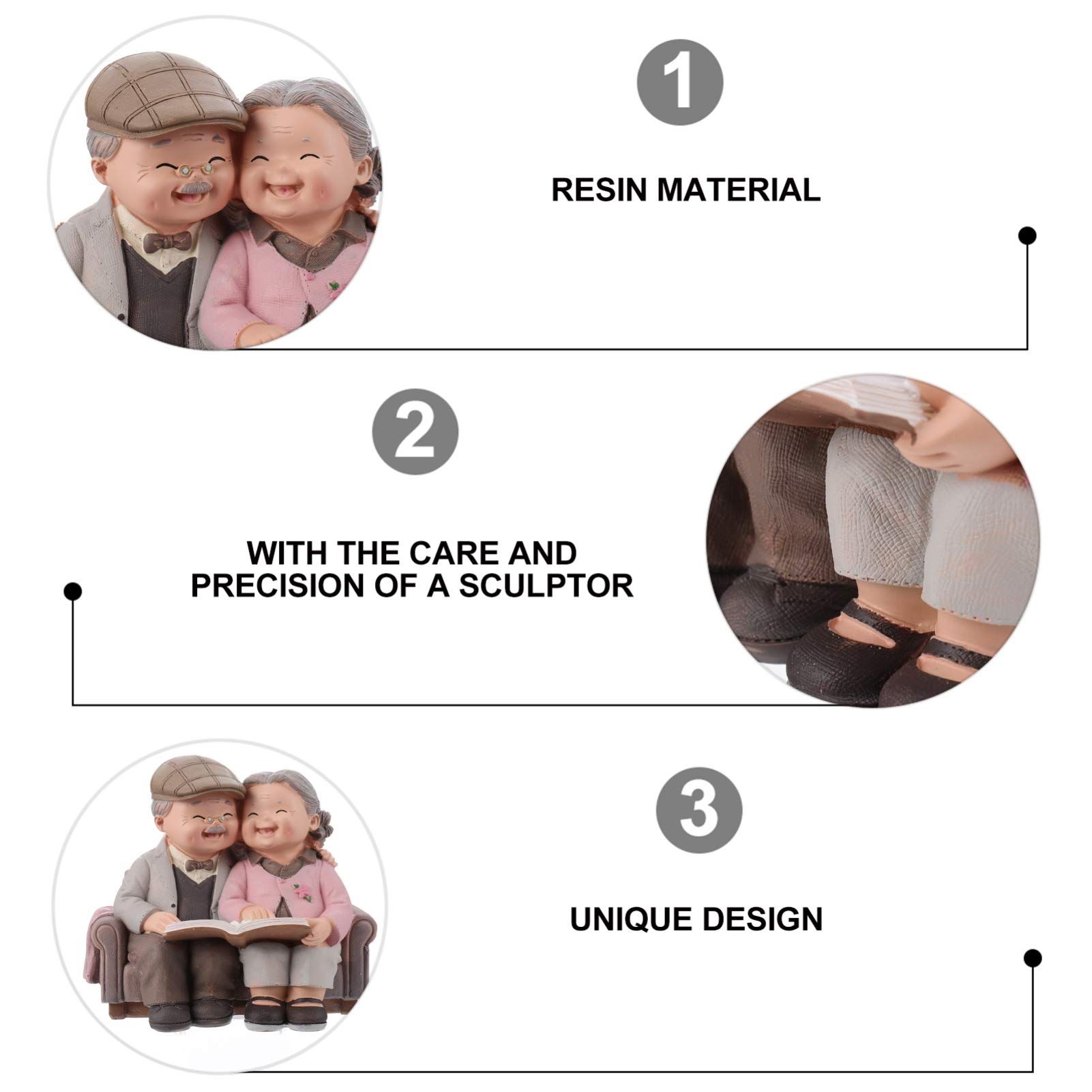 Loving Elderly Couple Miniature Figurines Grandparents Parents Statue Resin view 4