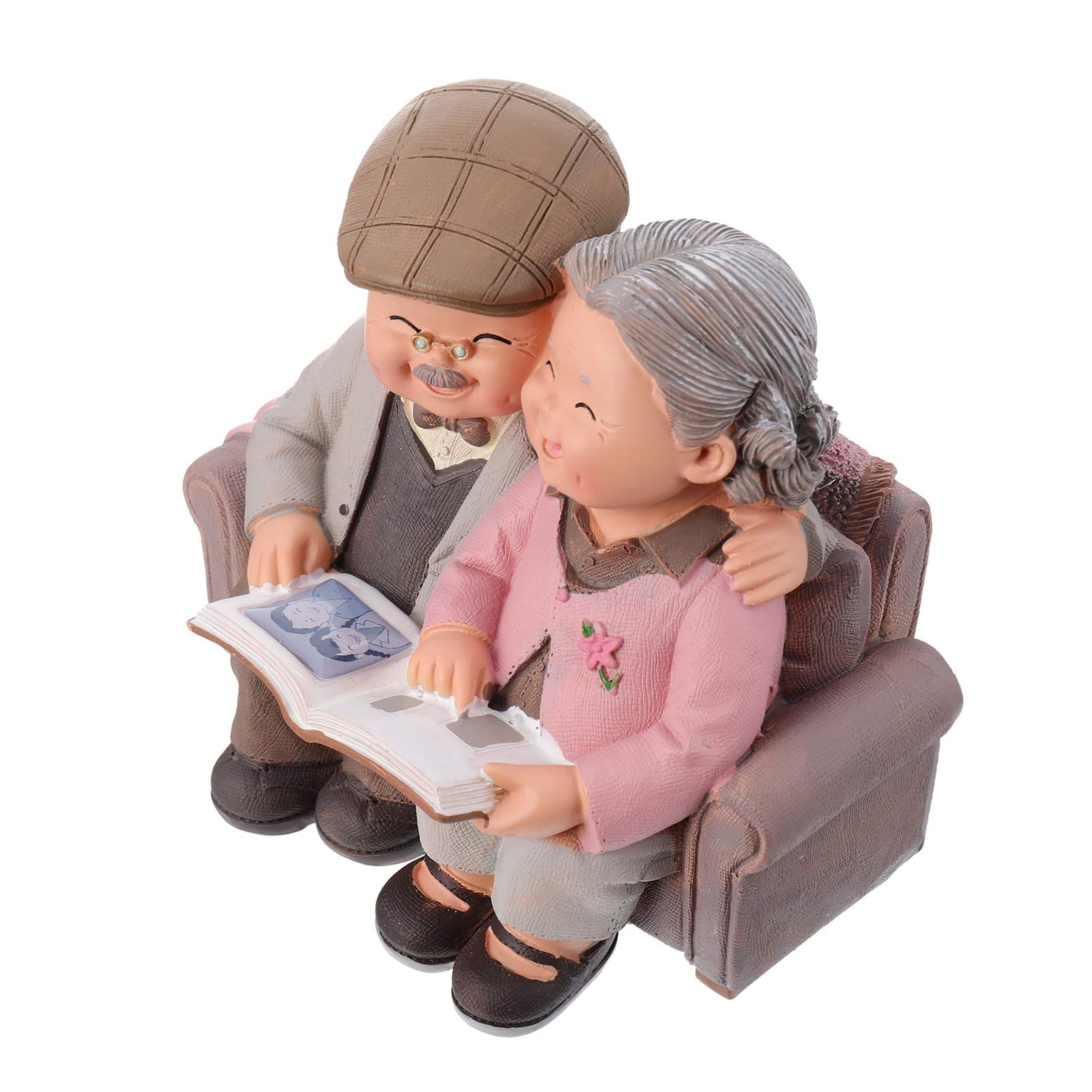 Loving Elderly Couple Miniature Figurines Grandparents Parents Statue Resin view 5