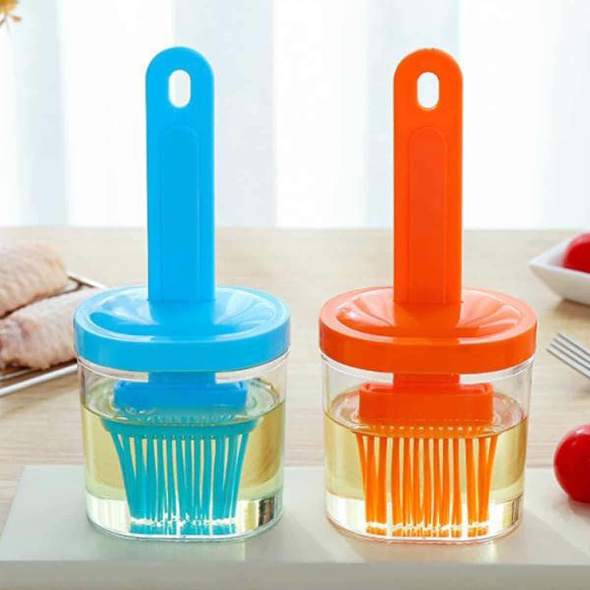 Portable Silicone Oil Bottle with Brush Kitchen Olive Oil Dispenser Bottle