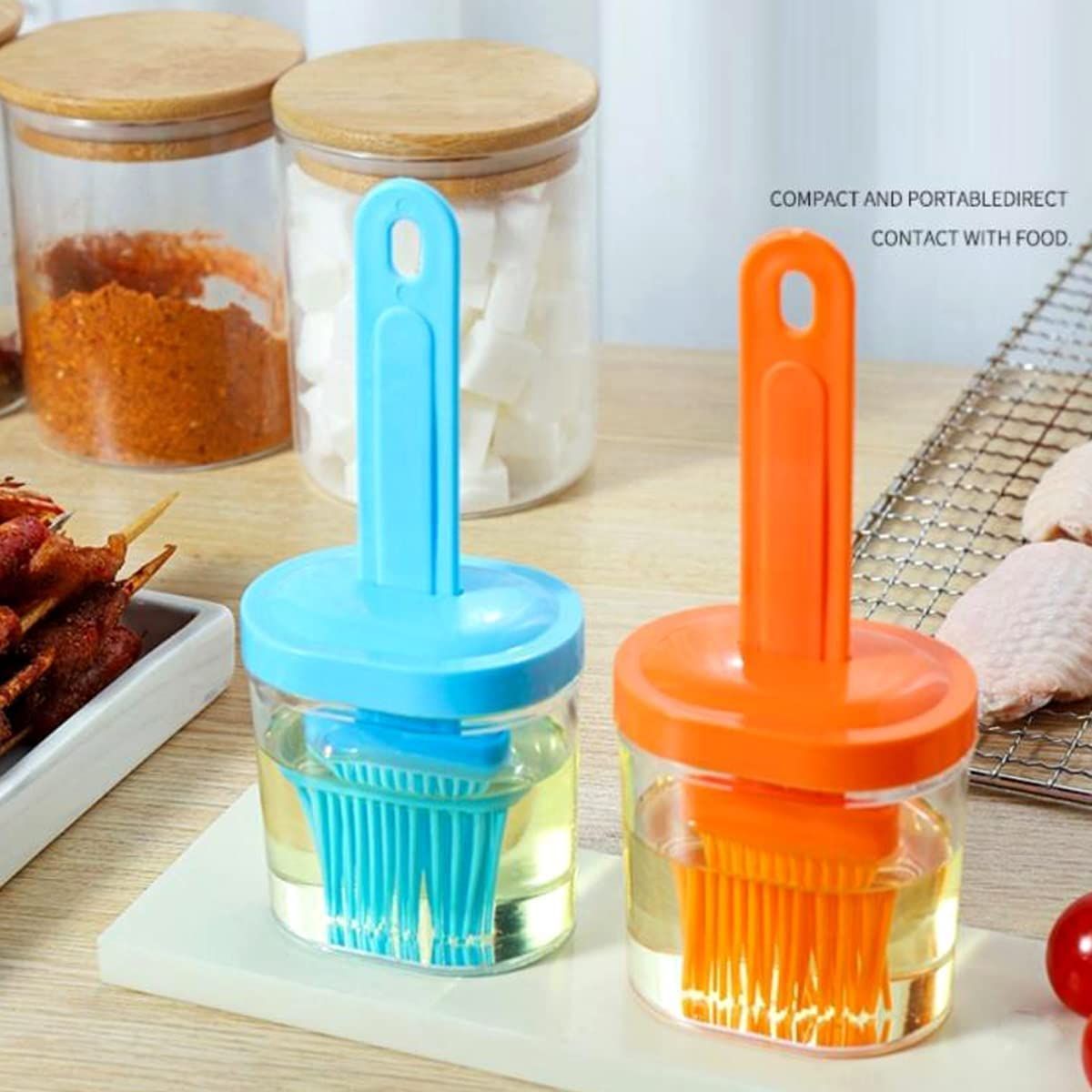 Portable Silicone Oil Bottle with Brush Kitchen Olive Oil Dispenser Bottle view 2