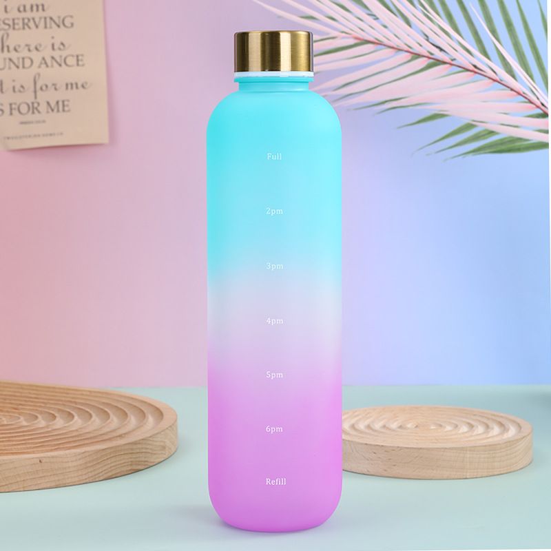 Water Bottle Portable Travel Student Fashion Matte Gradient Copper Cap Sports view 2