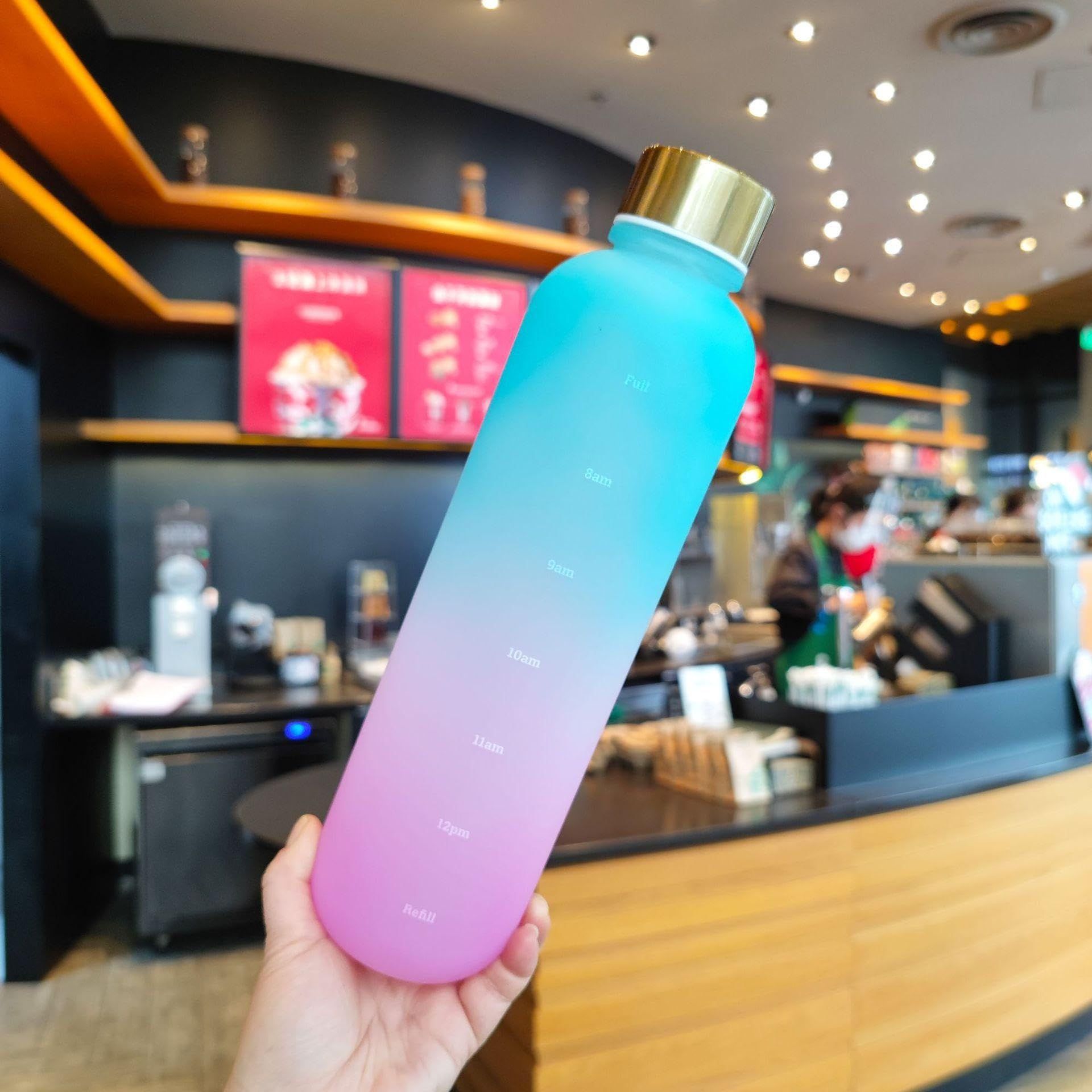 Water Bottle Portable Travel Student Fashion Matte Gradient Copper Cap Sports view 3