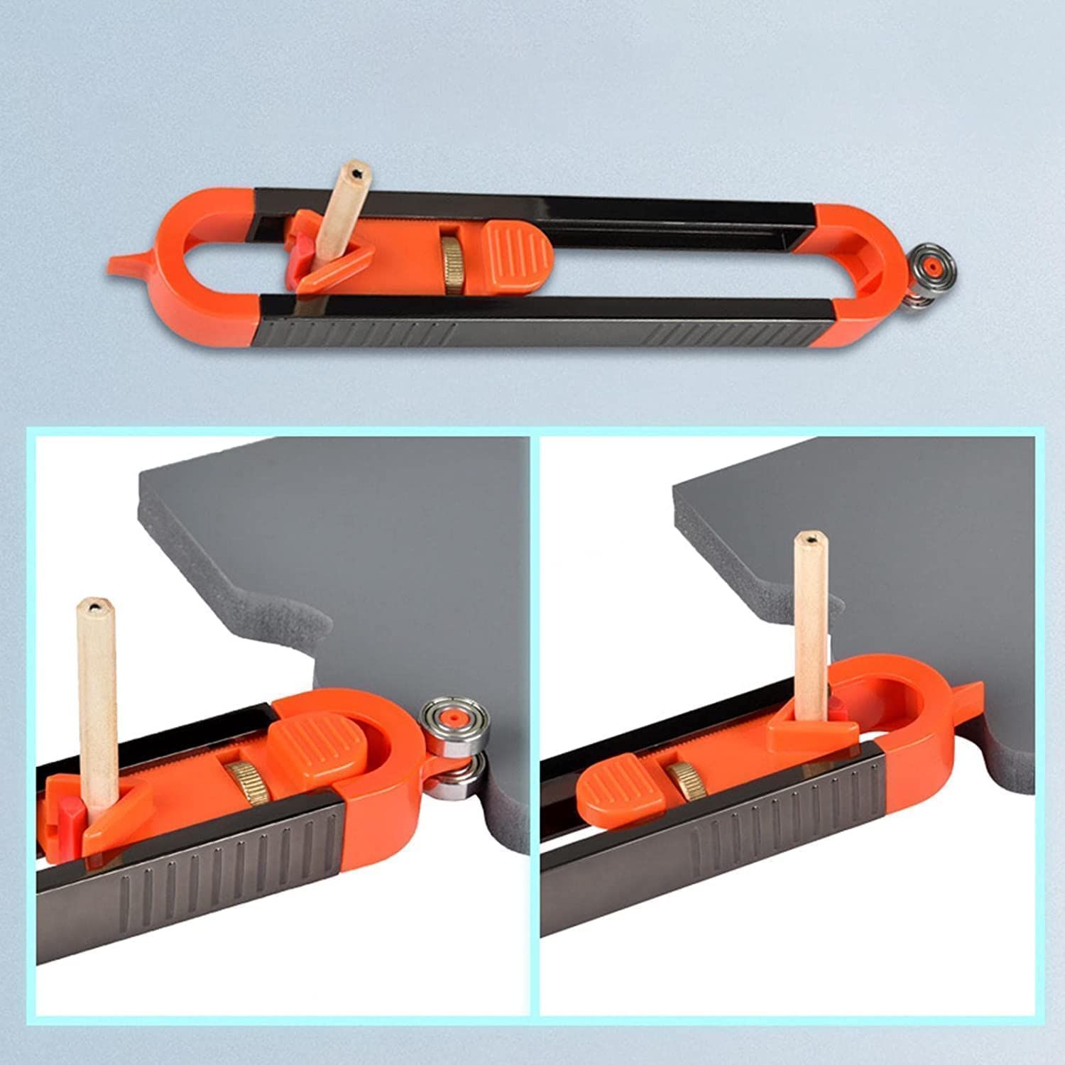 Precise Contour Scribe Tool with Lock for Pencil - Woodworking Edge Corner view 3
