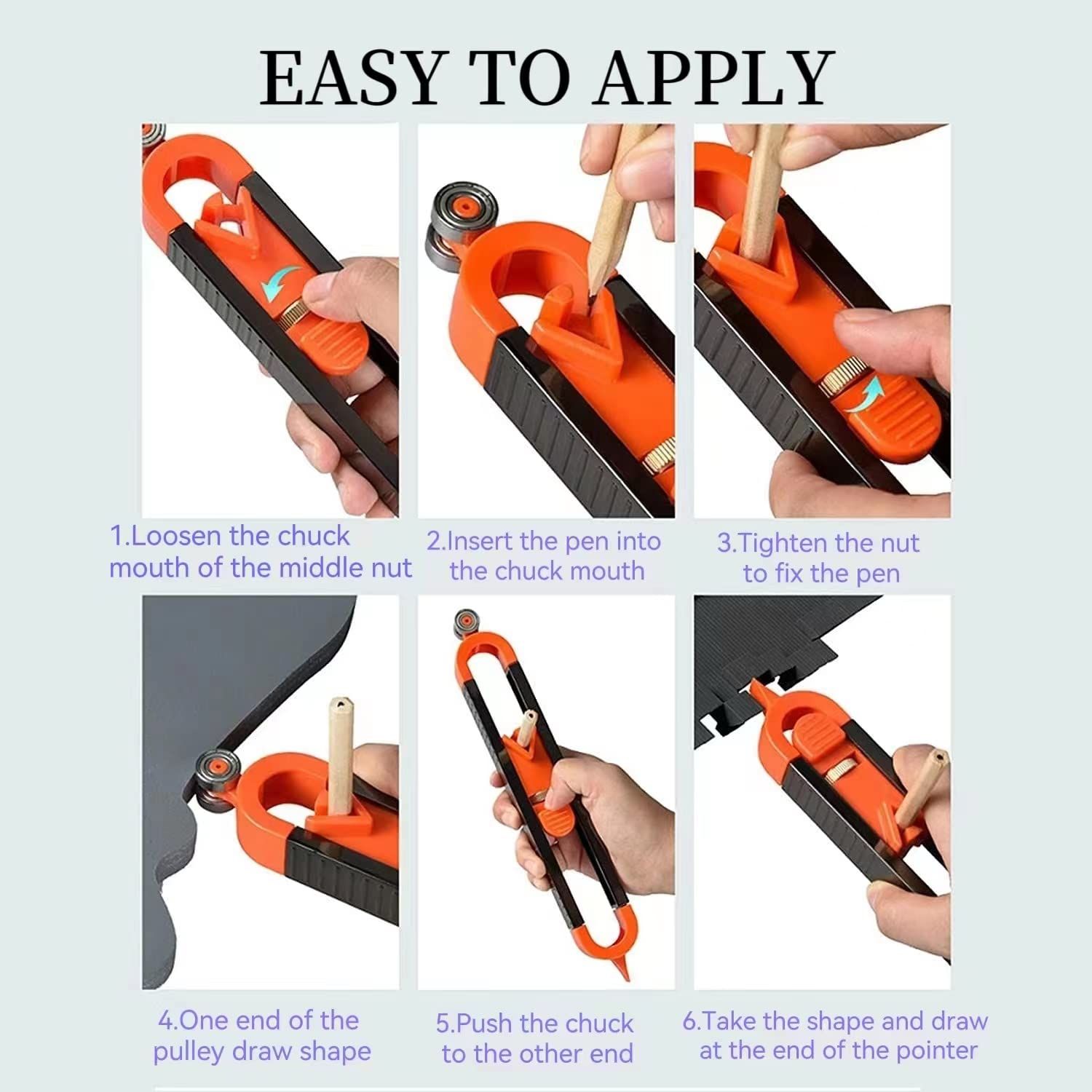 Precise Contour Scribe Tool with Lock for Pencil - Woodworking Edge Corner view 5