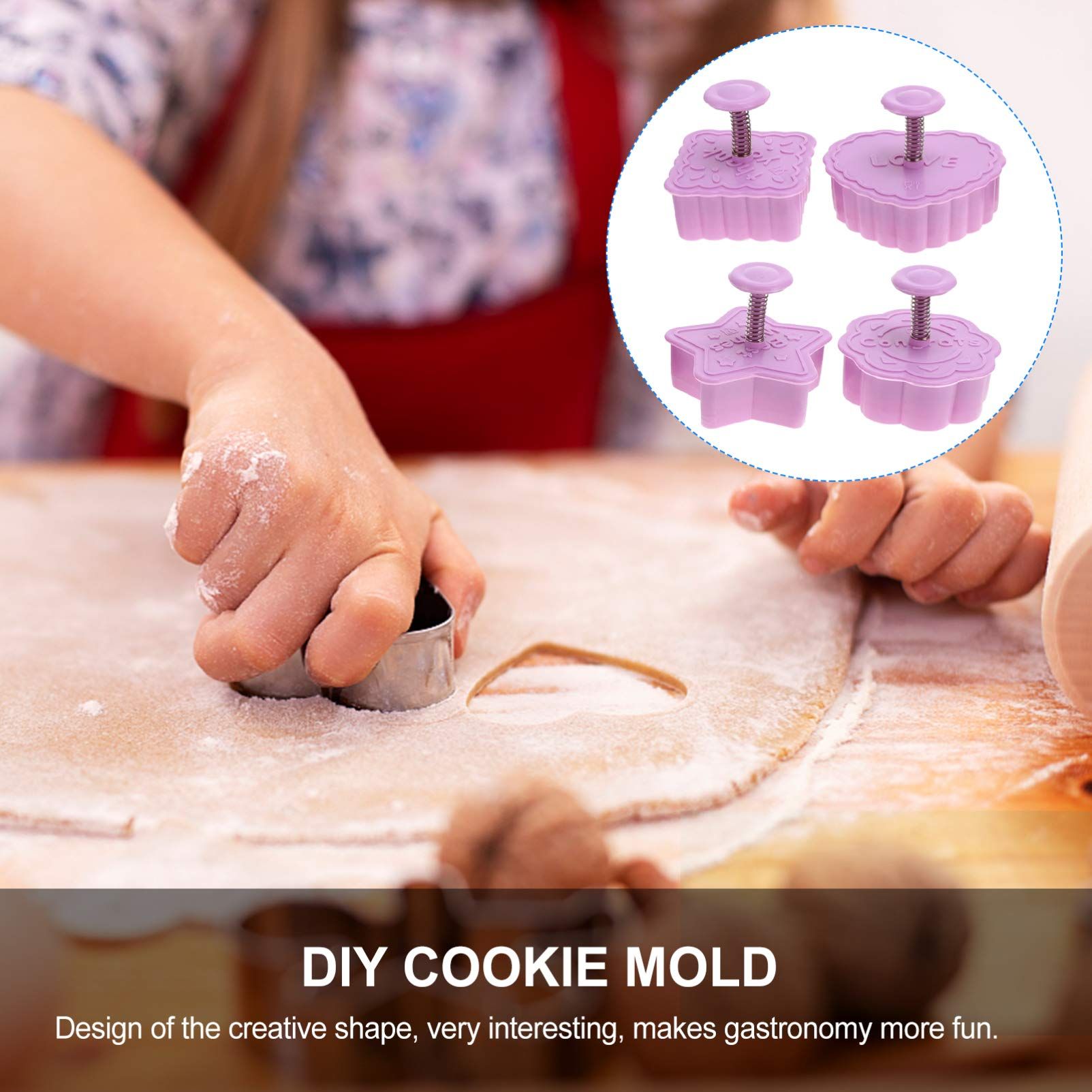 4pcs Pressing Biscuit Mold 3D Biscuit Mold DIY Biscuit Mold Baking Mold view 3