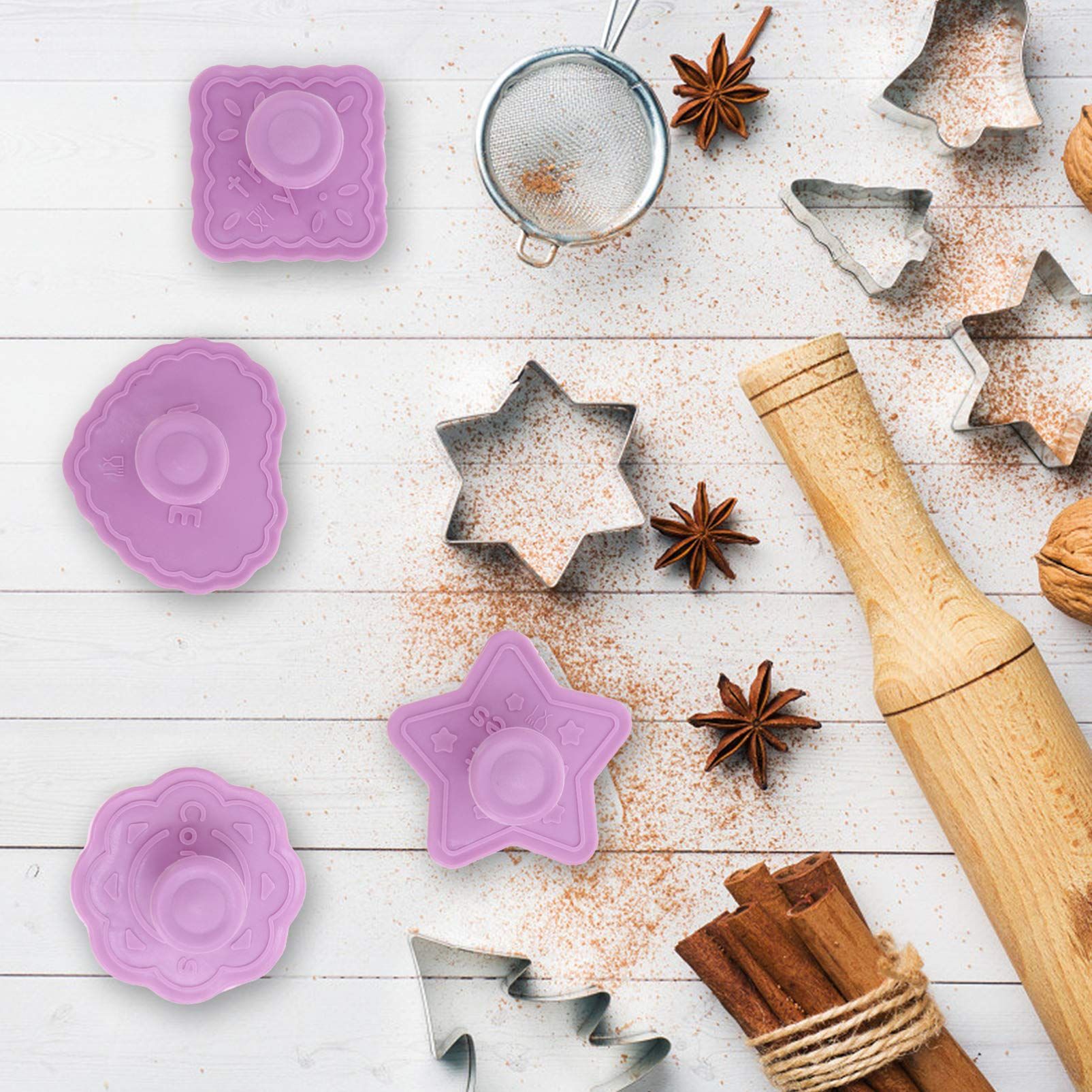 4pcs Pressing Biscuit Mold 3D Biscuit Mold DIY Biscuit Mold Baking Mold view 4