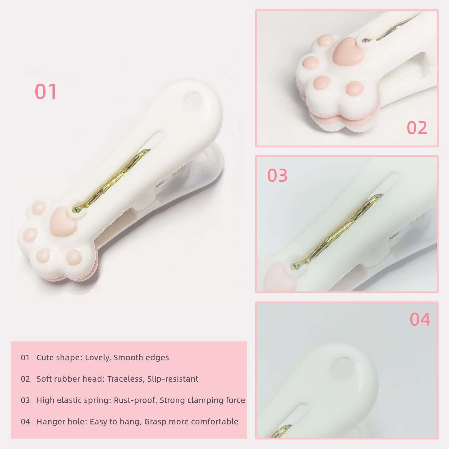 12pcs，Traceless Plastic Clothespins - Grey Cat Paw Pattern Clips for Laundry view 2