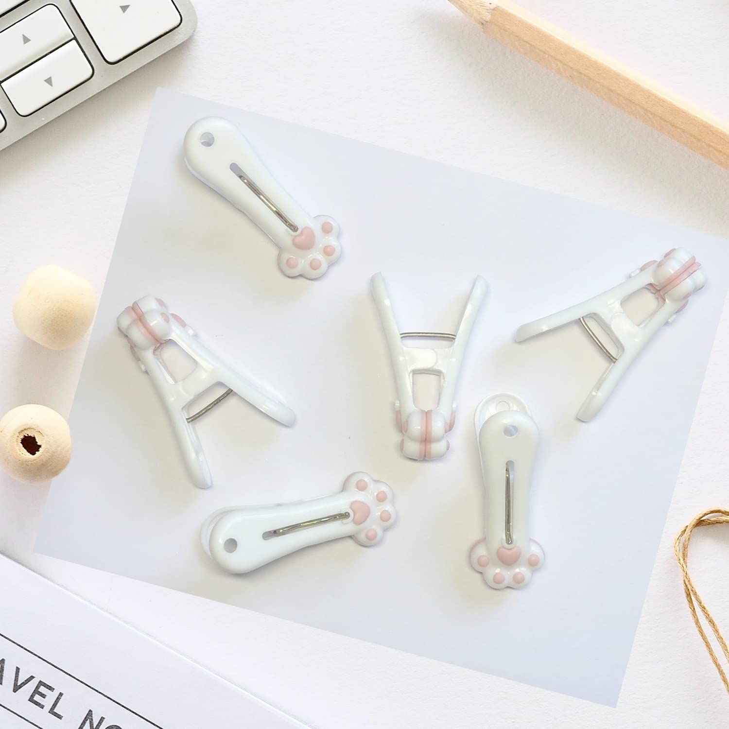 12pcs，Traceless Plastic Clothespins - Grey Cat Paw Pattern Clips for Laundry view 4