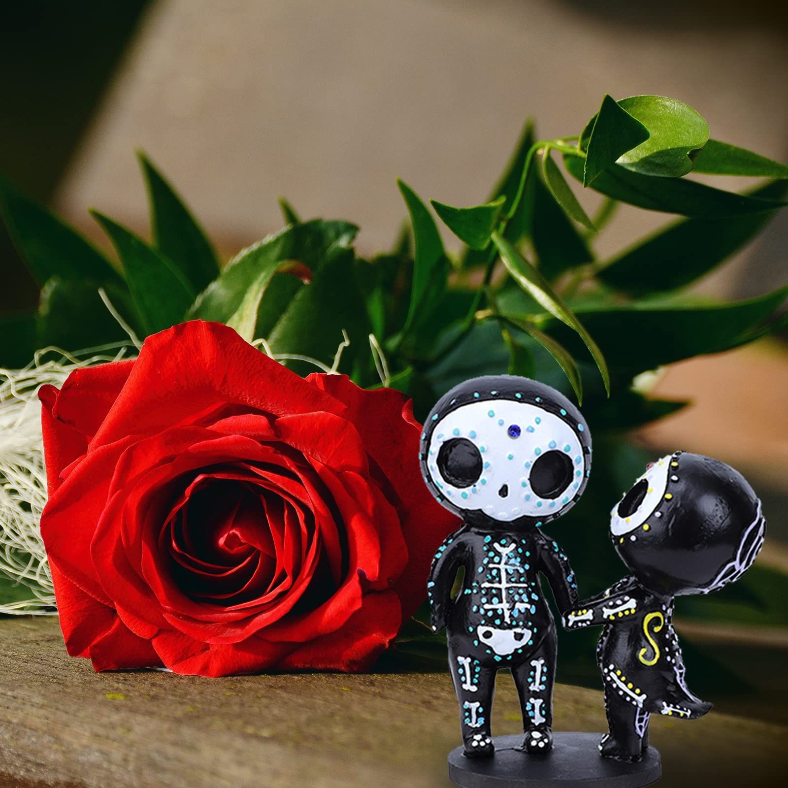 Sugar Skull Couple Figurine Statue Couples Cute Skeleton Mexican Halloween Day view 5