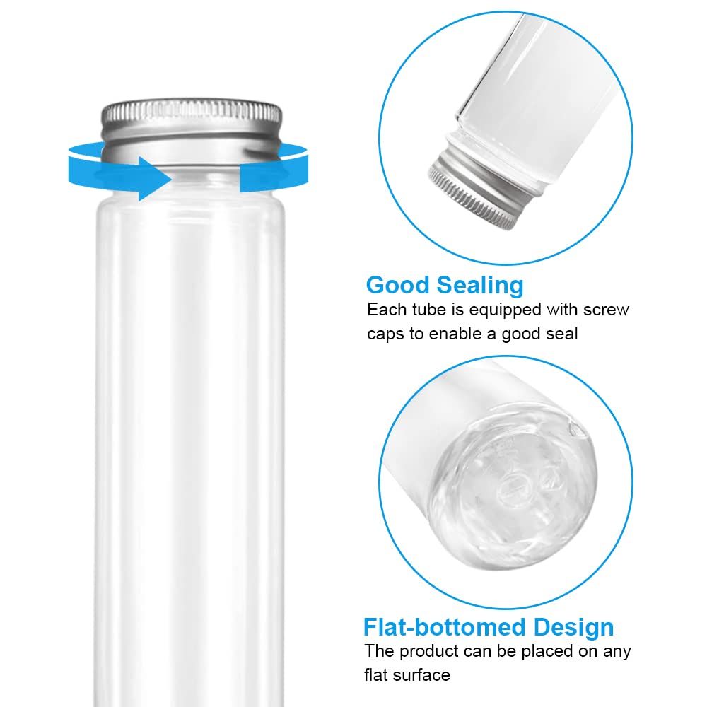 7pcs Plastic transparent flat bottomed test tube container with lid view 2