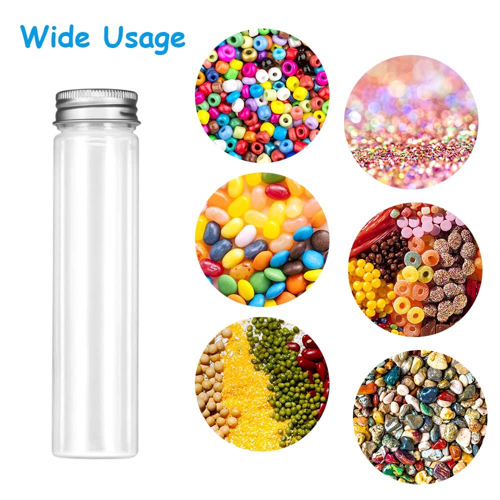 7pcs Plastic transparent flat bottomed test tube container with lid view 4
