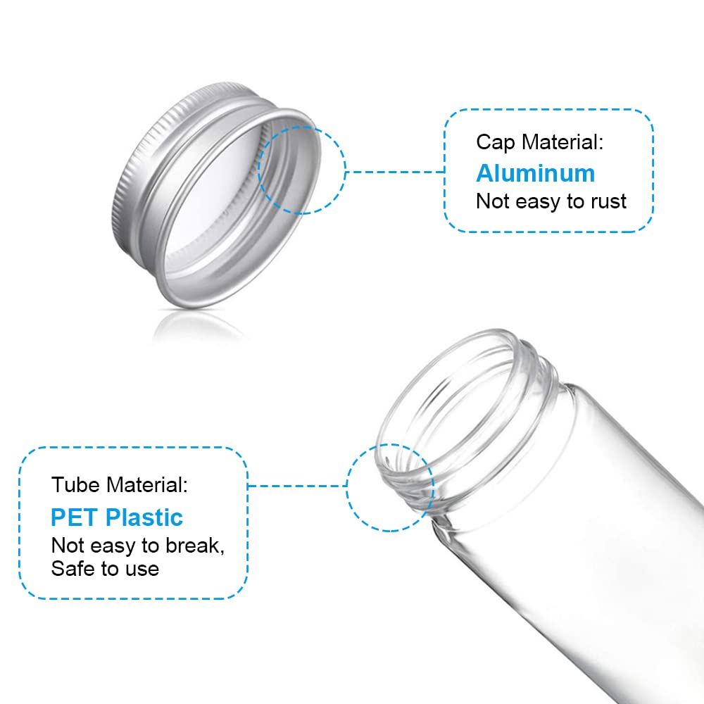 7pcs Plastic transparent flat bottomed test tube container with lid view 5