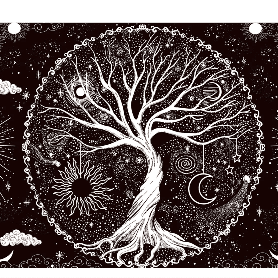 Tree of Life Tapestry,Black and White Galaxy Space Tapestries Aesthetic