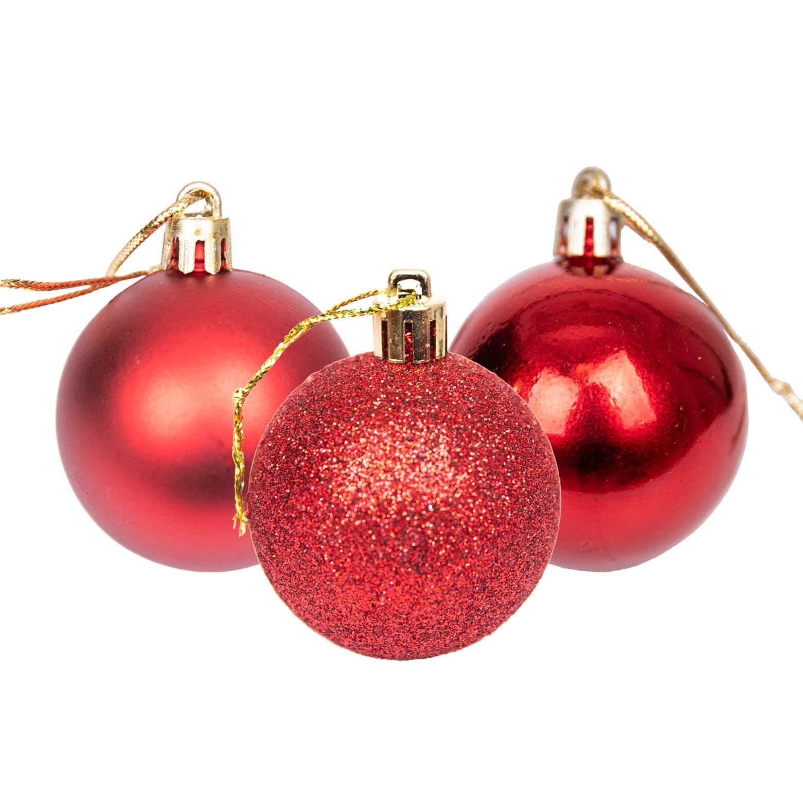 100pcs Christmas Baubles Shatterproof Dark Red view 2