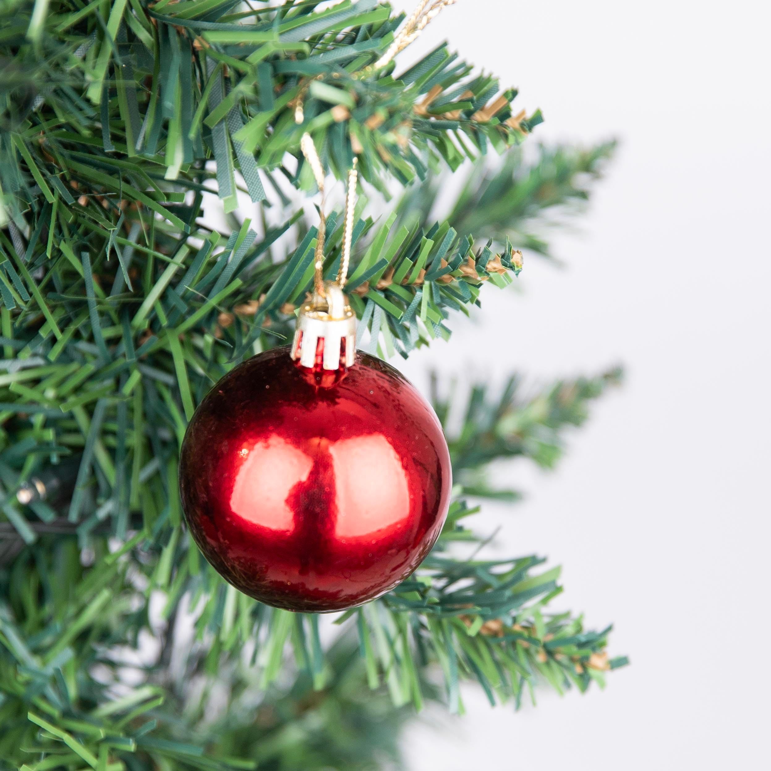 100pcs Christmas Baubles Shatterproof Dark Red view 3