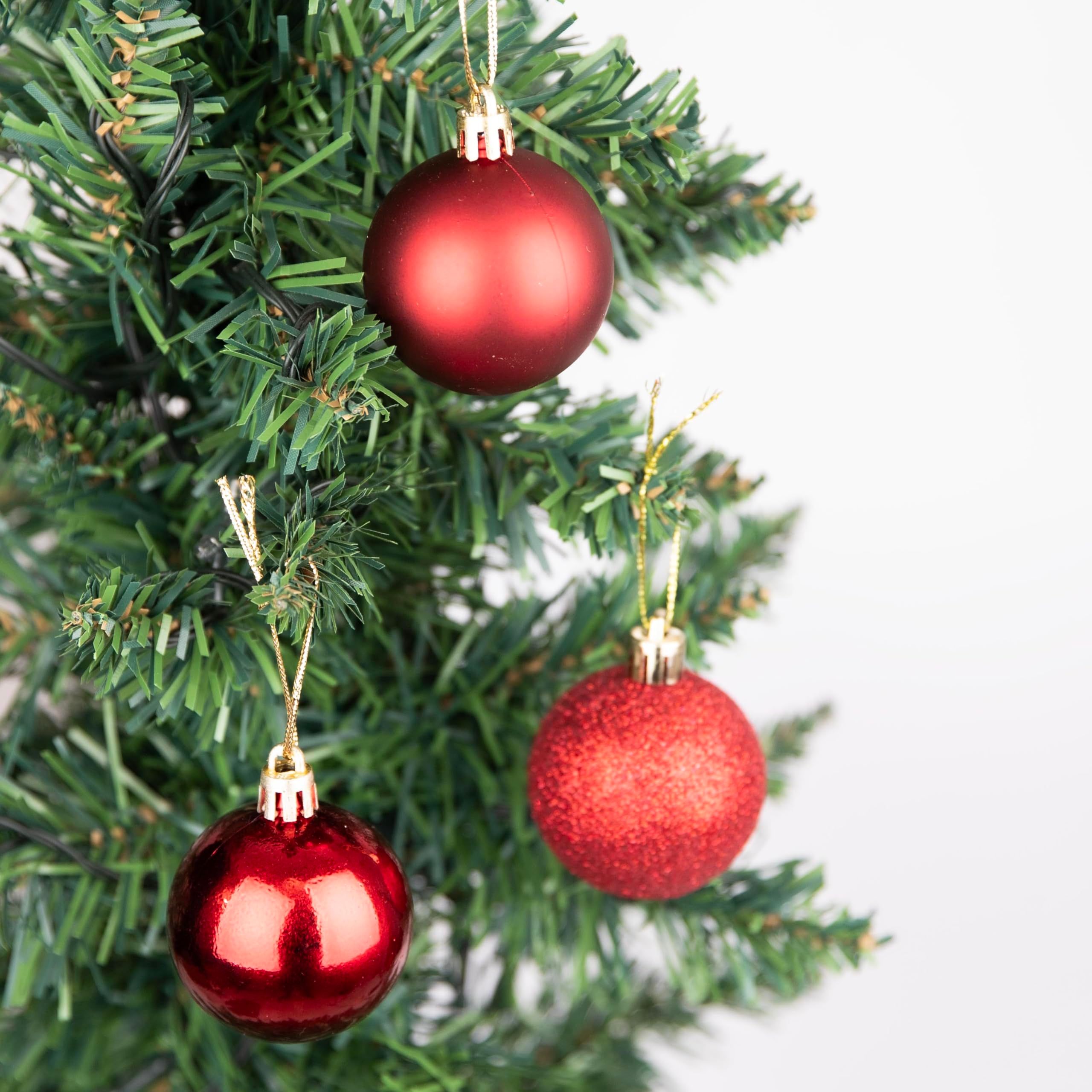 100pcs Christmas Baubles Shatterproof Dark Red view 4