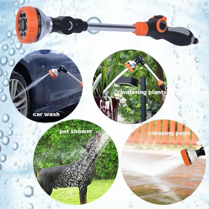 Heavy Duty Stainless Steel Sprayer Nozzle Wand with 8 Patterns Water Flow view 5