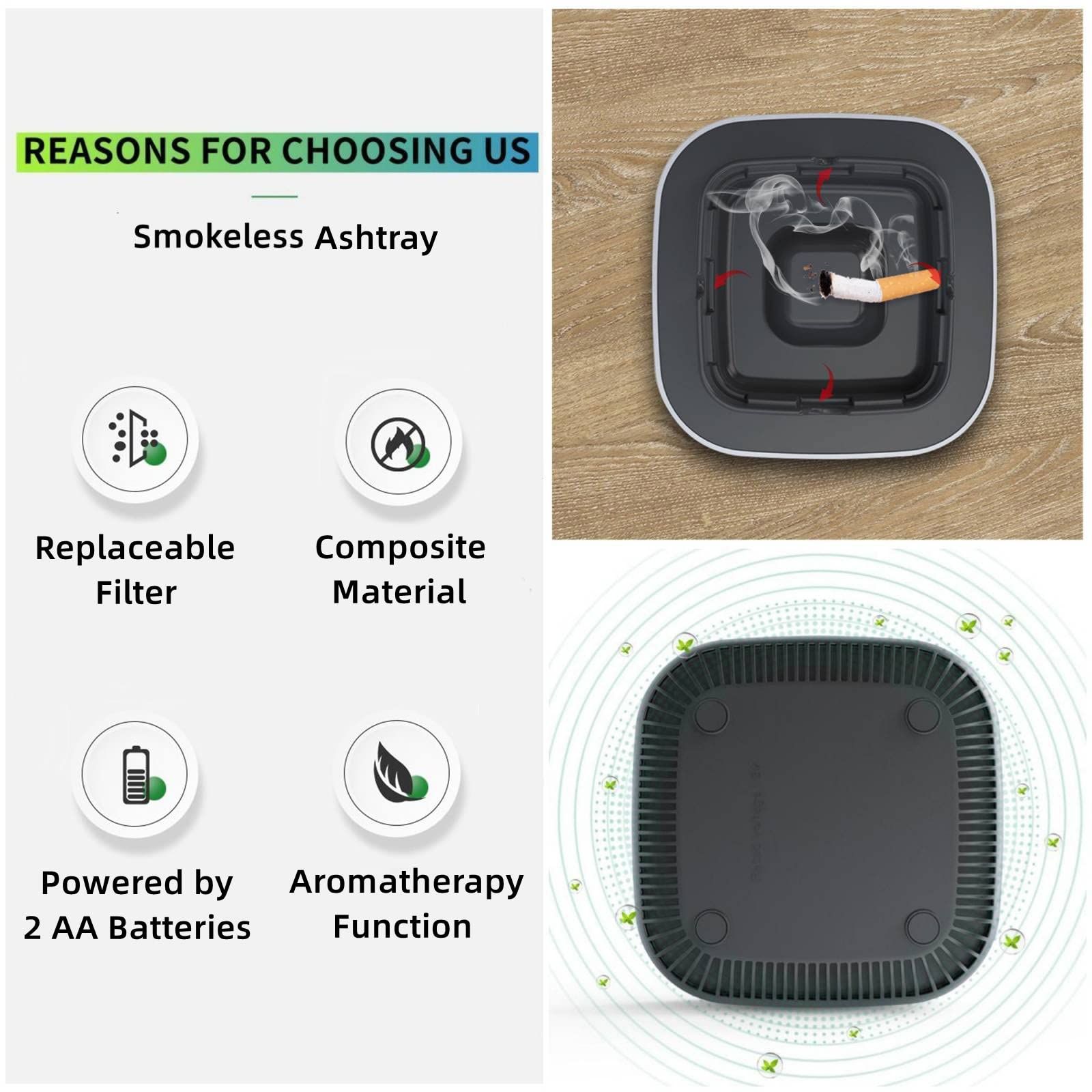 Smokeless cigarette ashtray view 3