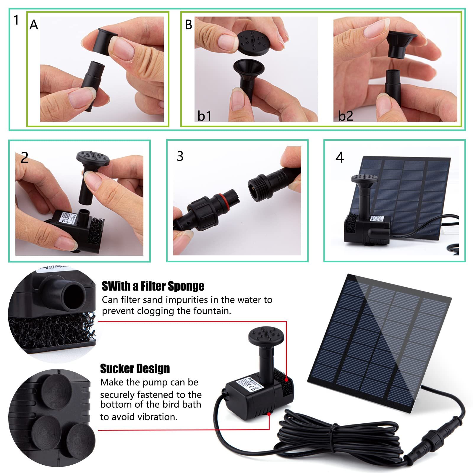 Solar Fountain Pump Kit with Independent Solar Panels view 4