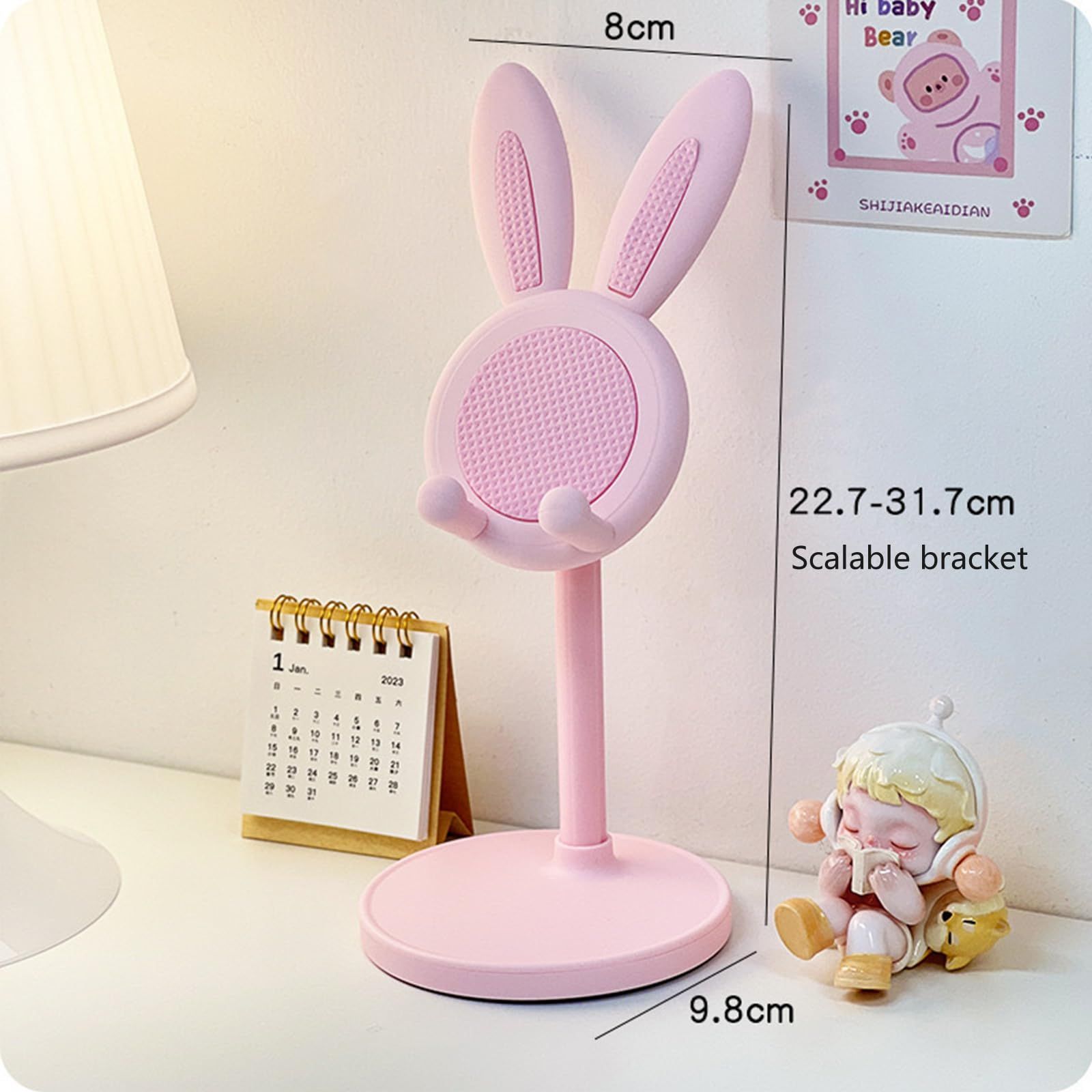 Cell Phone Stand,Angle Height Adjustable Bunny Phone Stand for Desk,Cute view 2