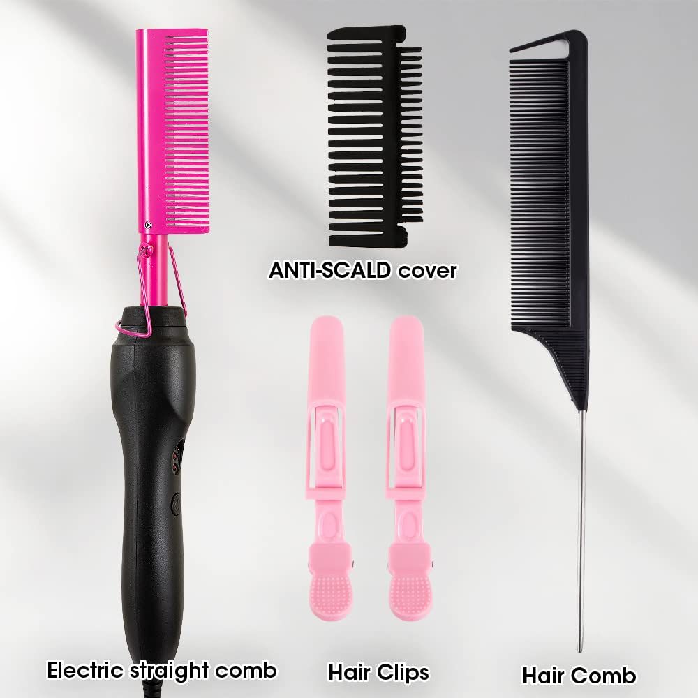 Pink Hot Comb Electric Hot Comb Heating Pressing Combs Hair Straightening Hot view 5