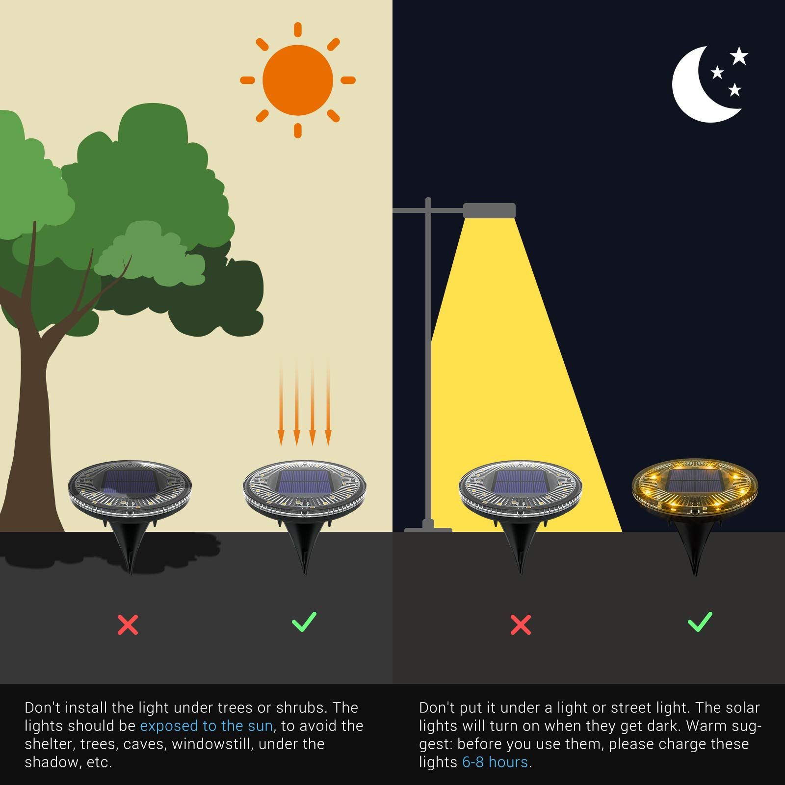 4pc Solar Ground Lights, Solar Garden Lights with Rotation and Static Modes view 4