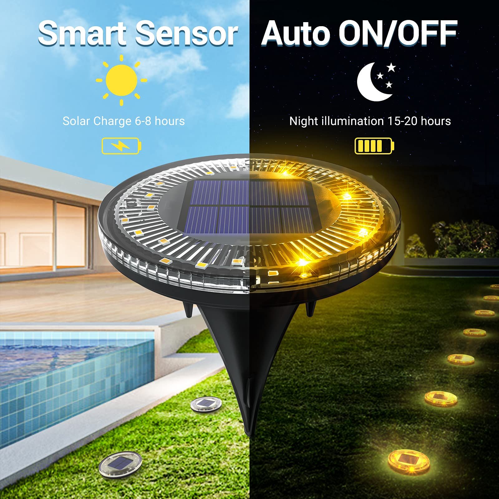 4pc Solar Ground Lights, Solar Garden Lights with Rotation and Static Modes view 5
