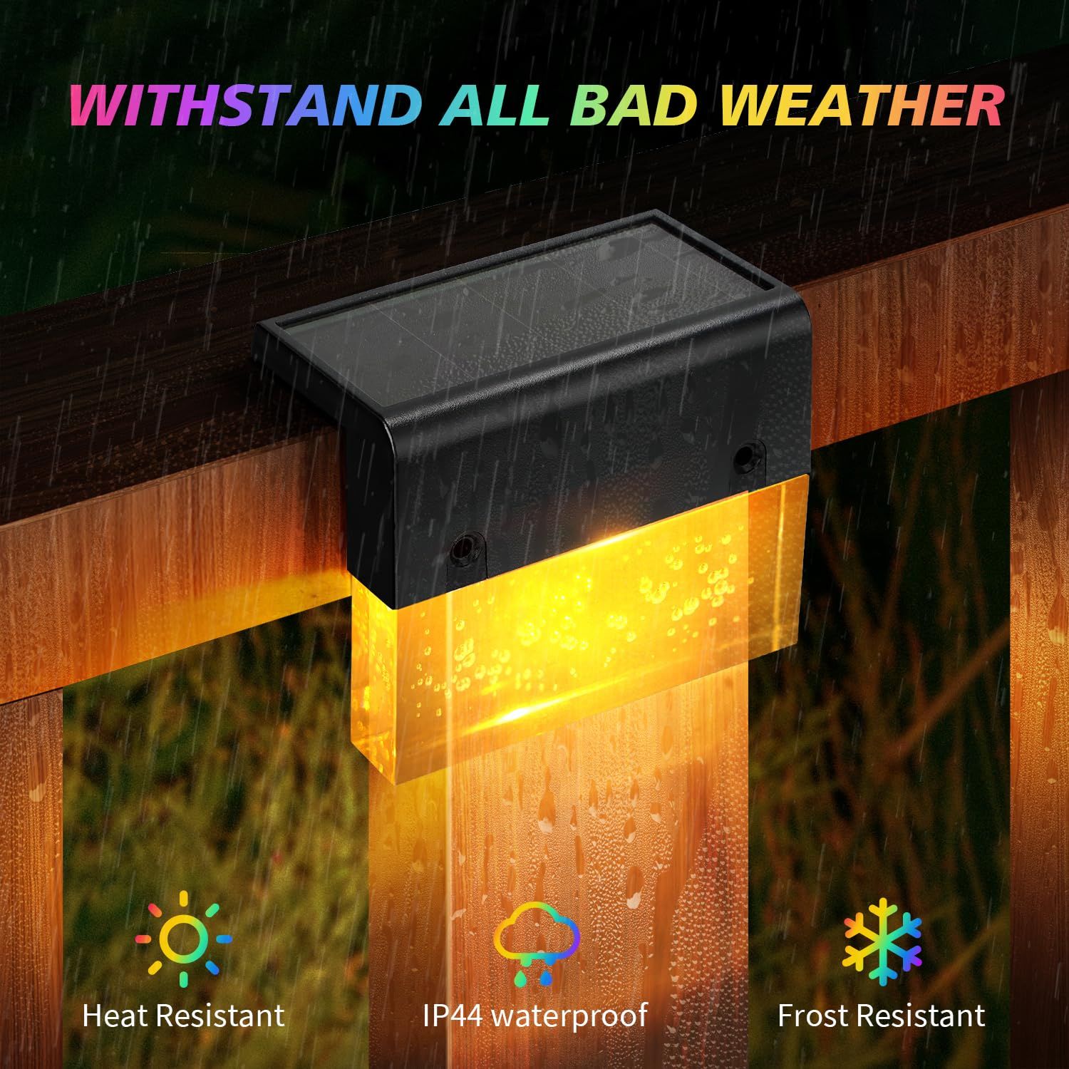 4pc Super Bright Waterproof Solar Deck Lights for Outside Stair Fence Step view 3