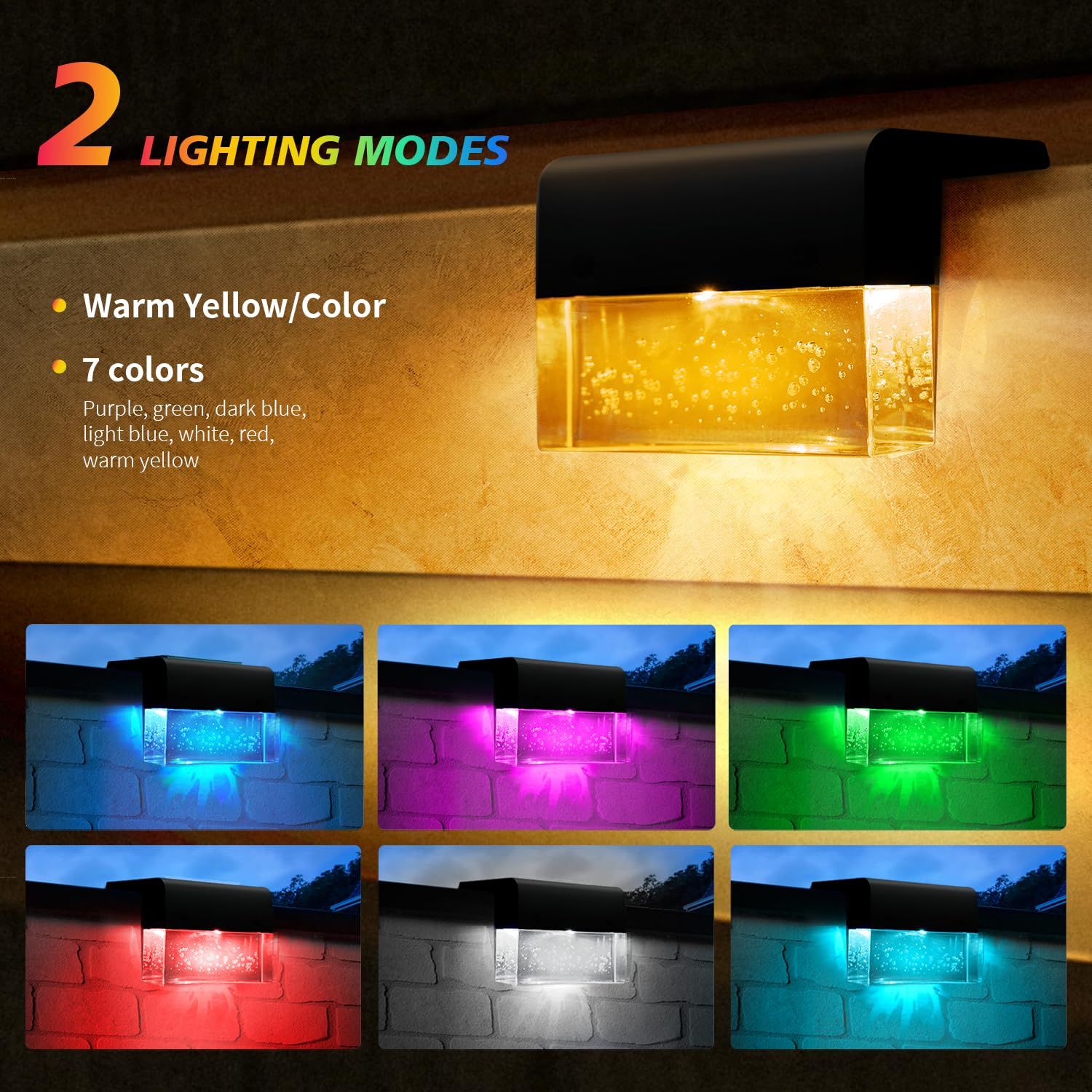 4pc Super Bright Waterproof Solar Deck Lights for Outside Stair Fence Step view 4
