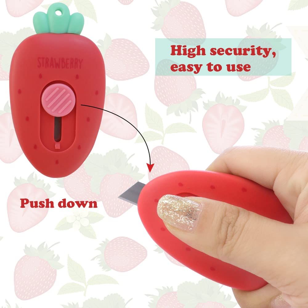 4pc Creative Carrot an Strawberry Shaped Art & Craft Cutter Retractable Box view 2
