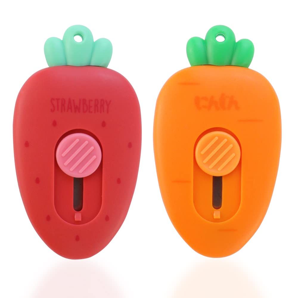 4pc Creative Carrot an Strawberry Shaped Art & Craft Cutter Retractable Box view 5