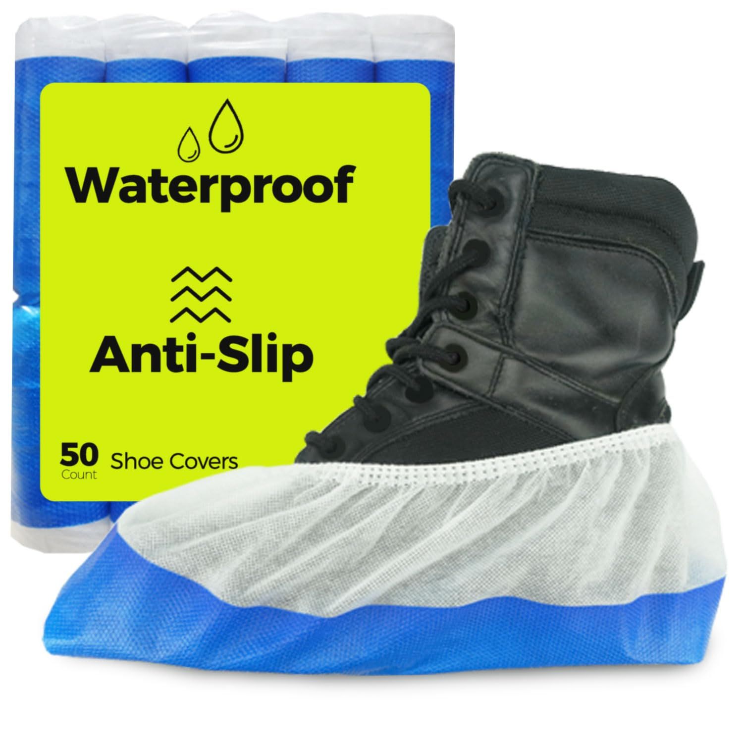 100pc Premium Disposable Non Slip Boot & Shoe Covers - Pack of - Waterproof view 2