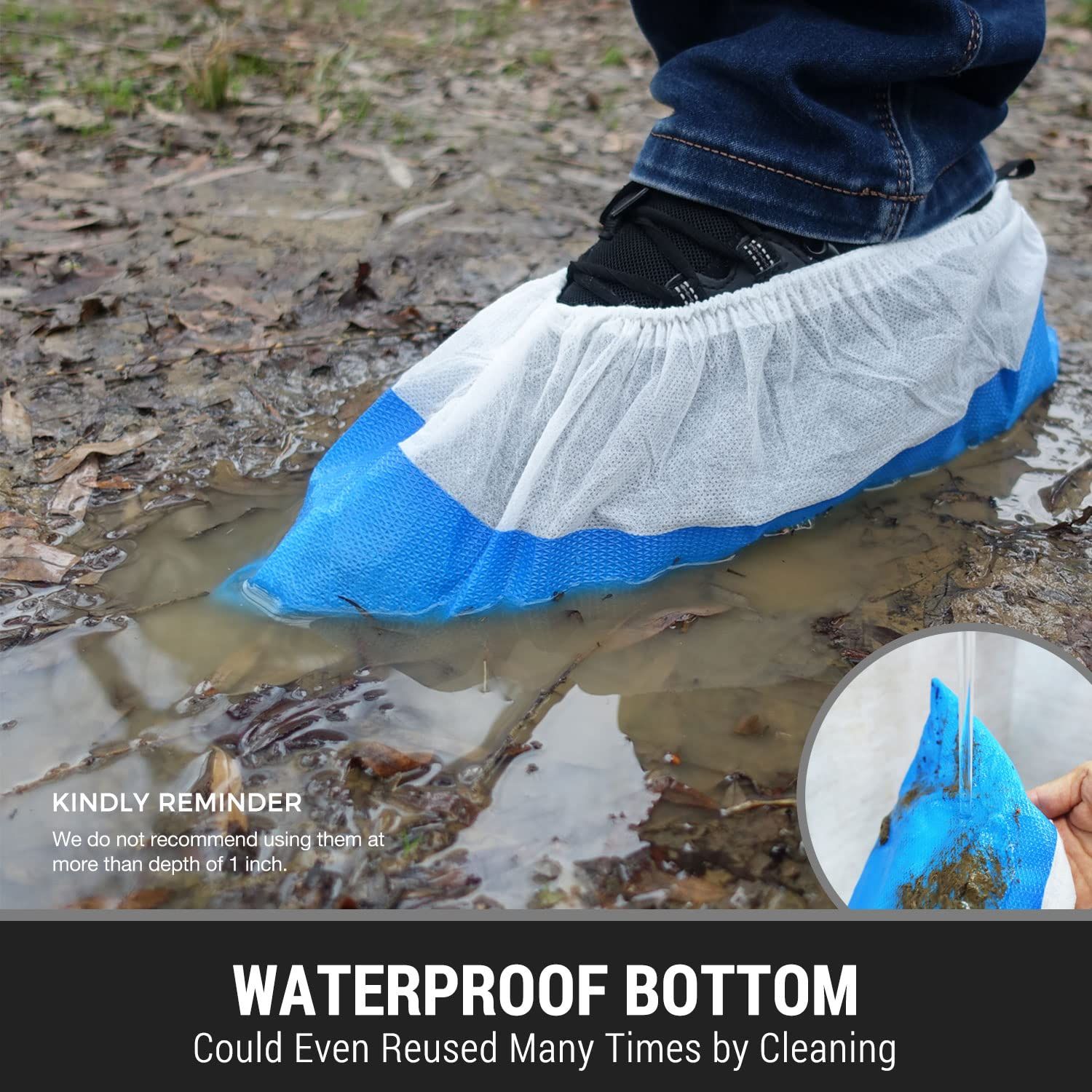 100pc Premium Disposable Non Slip Boot & Shoe Covers - Pack of - Waterproof view 5