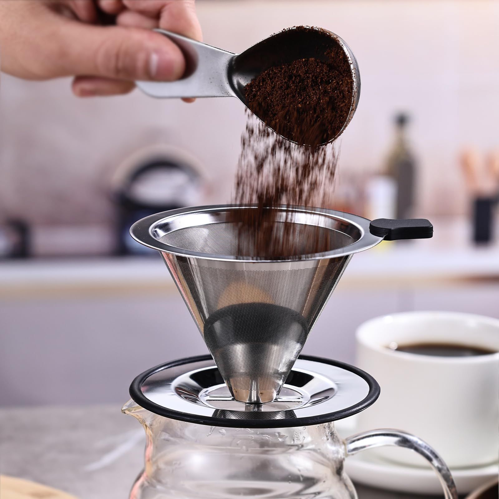 Reusable Stainless Steel Pour Over Coffee Filter Paperless Metal Coffee view 4