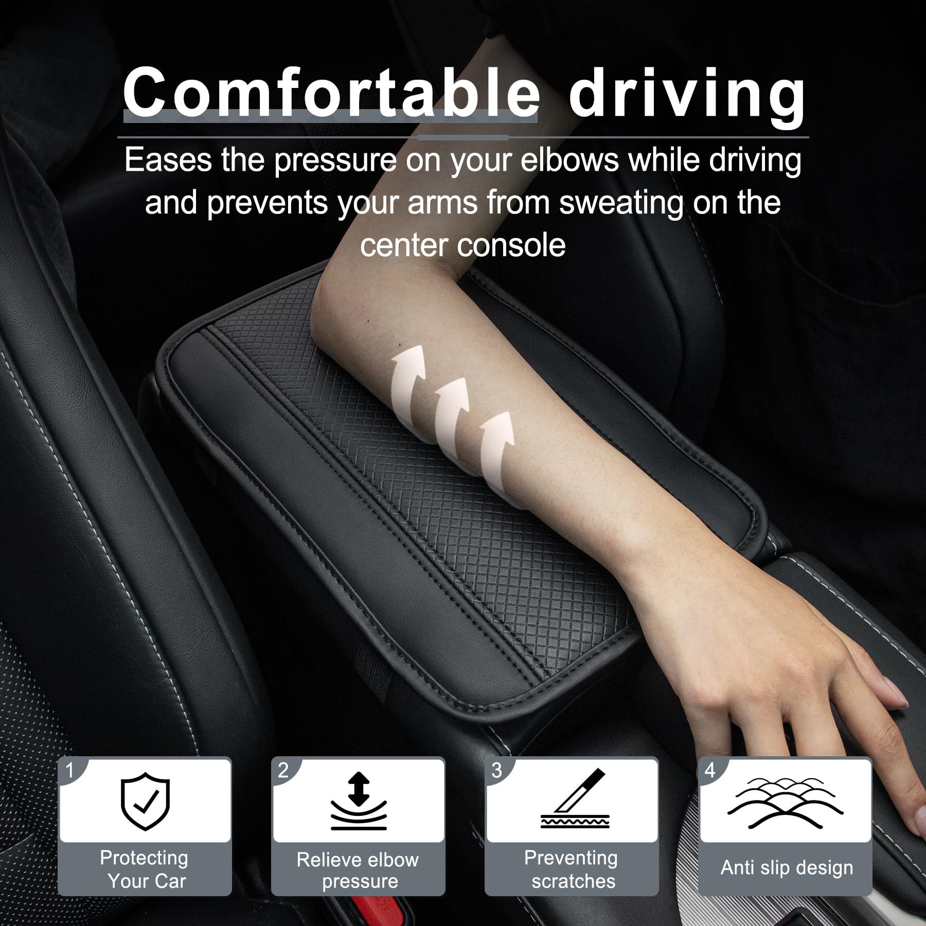 Auto Center Console Pad, Universal Waterproof Armrest Seat Box Cover, Car view 3
