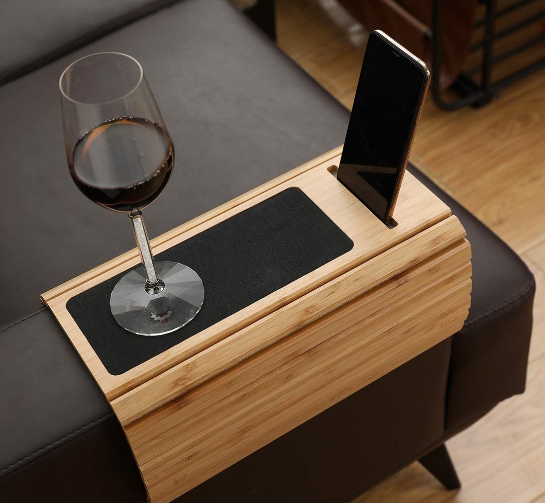 Sofa Arm Tray Table for Couch Flexible/Foldable Sofa Tray Rotating Phone view 2