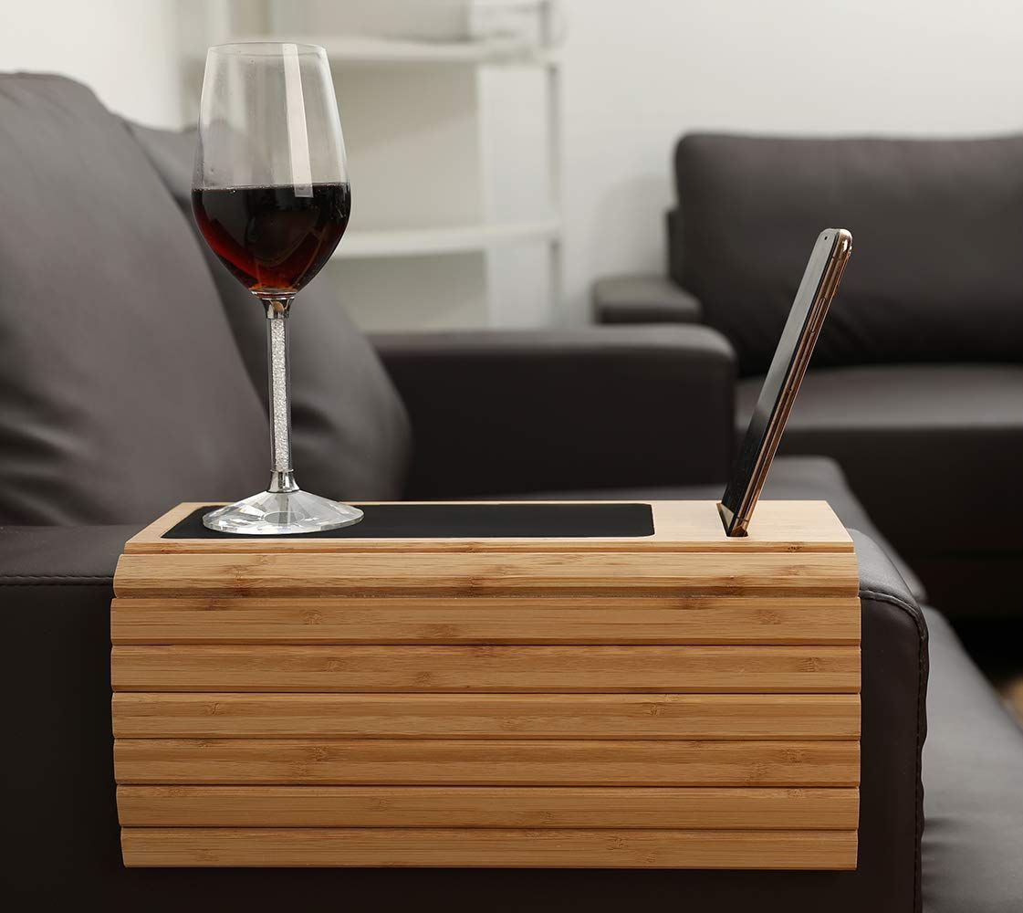 Sofa Arm Tray Table for Couch Flexible/Foldable Sofa Tray Rotating Phone view 3