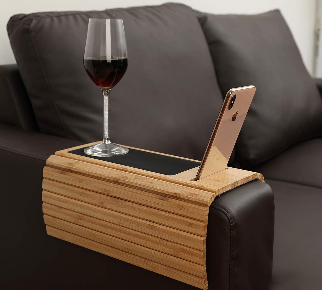 Sofa Arm Tray Table for Couch Flexible/Foldable Sofa Tray Rotating Phone view 4