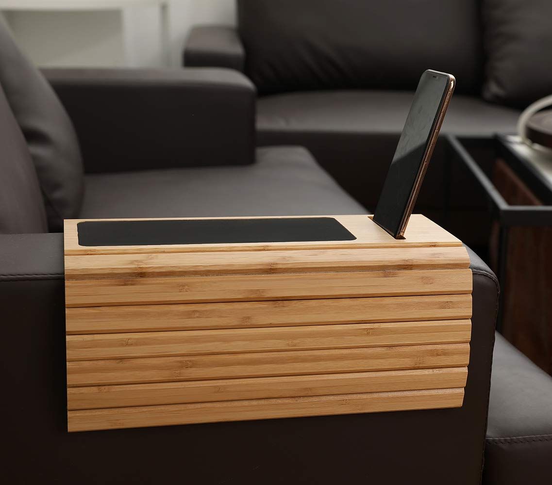 Sofa Arm Tray Table for Couch Flexible/Foldable Sofa Tray Rotating Phone view 5
