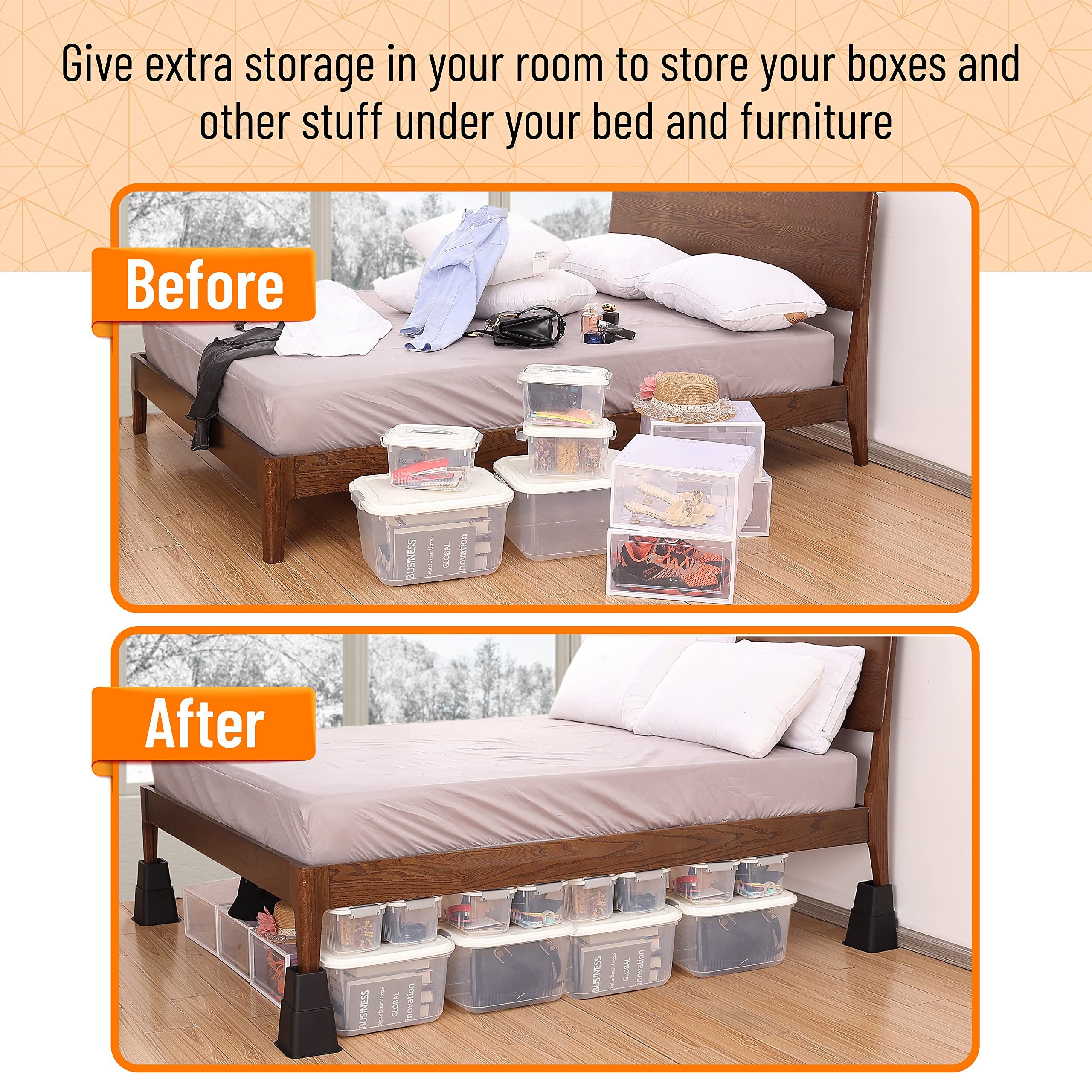 Adjustable Bed Risers, Furniture Risers, Elevation in Heights Table Riser view 4