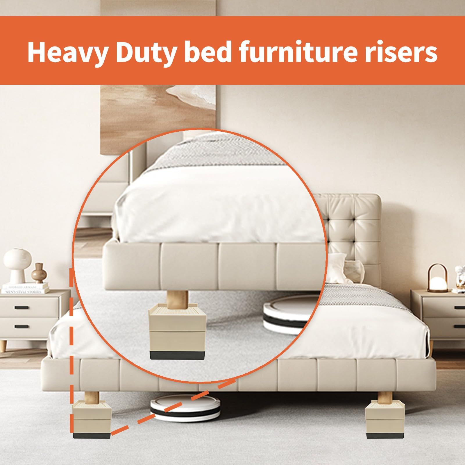 8pc Bed Lifts Risers, Heavy Duty Furniture Elevator in Heights of Raising view 2
