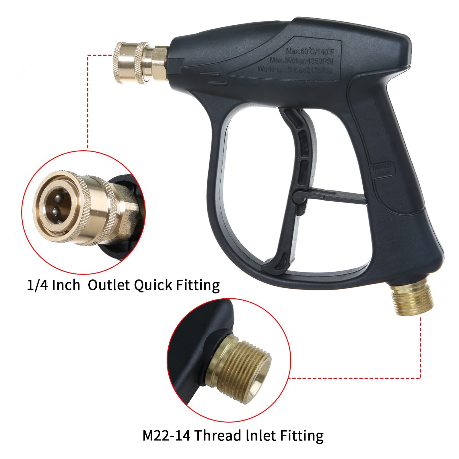High Pressure Washer Gun Max, Power Washer Short Gun with Quick Connector view 5